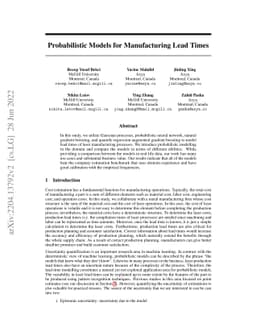 Probabilistic Models for Manufacturing Lead Times
