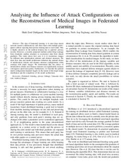 Analysing the Influence of Attack Configurations on the Reconstruction
  of Medical Images in Federated Learning