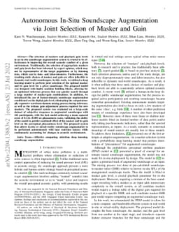 Autonomous In-Situ Soundscape Augmentation via Joint Selection of Masker
  and Gain
