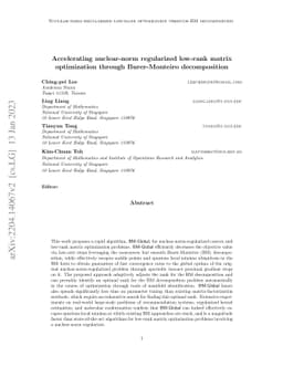 Accelerating nuclear-norm regularized low-rank matrix optimization
  through Burer-Monteiro decomposition