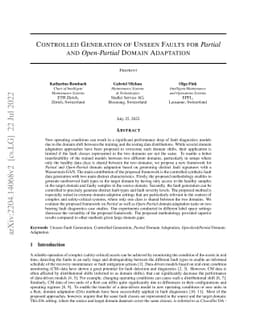 Controlled Generation of Unseen Faults for Partial and Open-Partial
  Domain Adaptation