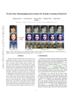 Fix the Noise: Disentangling Source Feature for Transfer Learning of
  StyleGAN