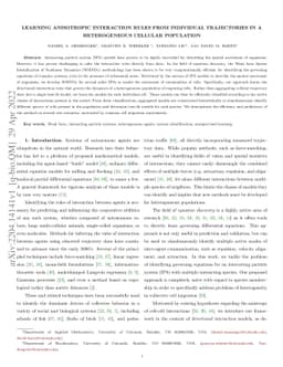 Learning Anisotropic Interaction Rules from Individual Trajectories in a
  Heterogeneous Cellular Population