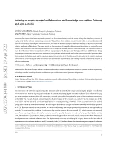 Industry-academia research collaboration and knowledge co-creation:
  Patterns and anti-patterns