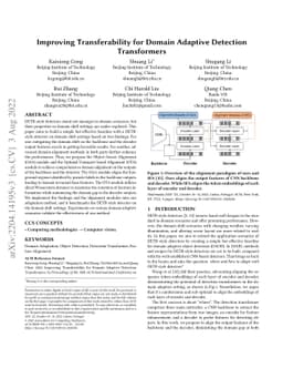 Improving Transferability for Domain Adaptive Detection Transformers