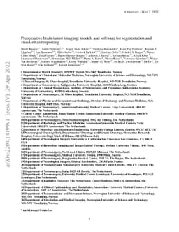Preoperative brain tumor imaging: models and software for segmentation
  and standardized reporting