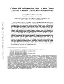 Collision Risk and Operational Impact of Speed Change Advisories as
  Aircraft Collision Avoidance Maneuvers