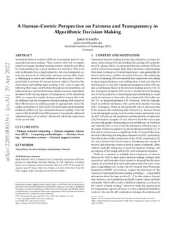 A Human-Centric Perspective on Fairness and Transparency in Algorithmic
  Decision-Making