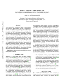 Privacy Sensitive Speech Analysis Using Federated Learning to Assess
  Depression