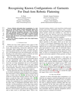 Recognising Known Configurations of Garments For Dual-Arm Robotic
  Flattening