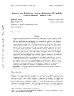 Adapting and Evaluating Influence-Estimation Methods for
  Gradient-Boosted Decision Trees