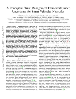 A Conceptual Trust Management Framework under Uncertainty for Smart
  Vehicular Networks