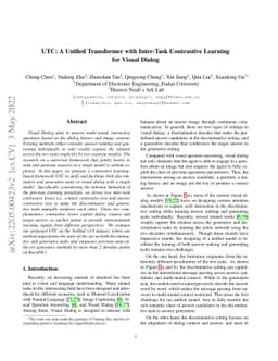 UTC: A Unified Transformer with Inter-Task Contrastive Learning for
  Visual Dialog