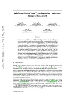 Reinforced Swin-Convs Transformer for Underwater Image Enhancement