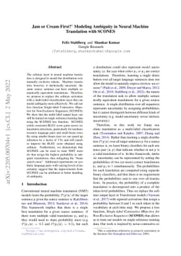 Jam or Cream First? Modeling Ambiguity in Neural Machine Translation
  with SCONES