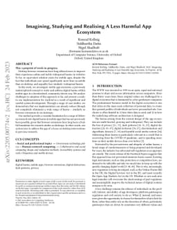 Imagining, Studying and Realising A Less Harmful App Ecosystem