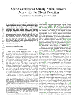 Sparse Compressed Spiking Neural Network Accelerator for Object
  Detection