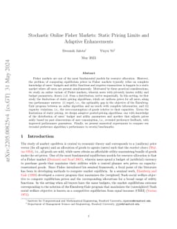 Stochastic Online Fisher Markets: Static Pricing Limits and Adaptive
  Enhancements