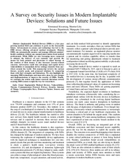 A Survey on Security Issues in Modern Implantable Devices: Solutions and
  Future Issues