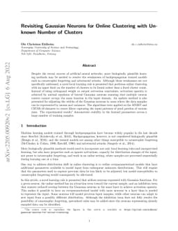 Revisiting Gaussian Neurons for Online Clustering with Unknown Number of
  Clusters
