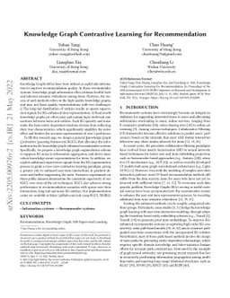 Knowledge Graph Contrastive Learning for Recommendation
