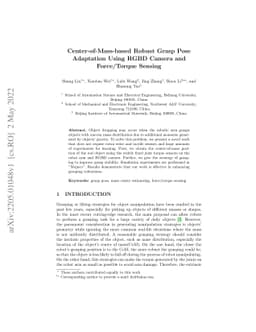 Center-of-Mass-based Robust Grasp Pose Adaptation Using RGBD Camera and
  Force/Torque Sensing
