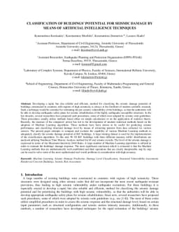 Classification of Buildings' Potential for Seismic Damage by Means of
  Artificial Intelligence Techniques