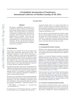 A Probabilistic Interpretation of Transformers