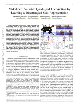 VAE-Loco: Versatile Quadruped Locomotion by Learning a Disentangled Gait
  Representation