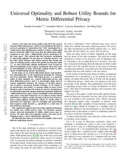 Universal Optimality and Robust Utility Bounds for Metric Differential
  Privacy