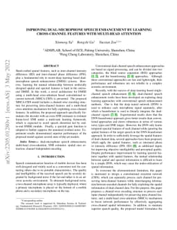 Improving Dual-Microphone Speech Enhancement by Learning Cross-Channel
  Features with Multi-Head Attention