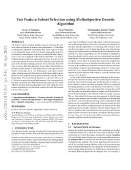 Fair Feature Subset Selection using Multiobjective Genetic Algorithm