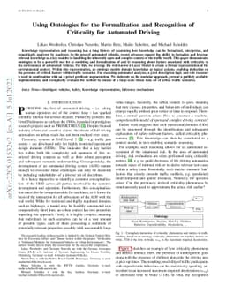 Using Ontologies for the Formalization and Recognition of Criticality
  for Automated Driving