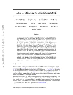 Adversarial Training for High-Stakes Reliability