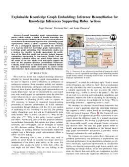 Explainable Knowledge Graph Embedding: Inference Reconciliation for
  Knowledge Inferences Supporting Robot Actions