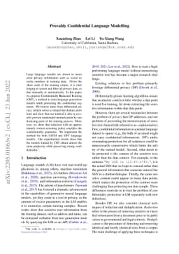 Provably Confidential Language Modelling