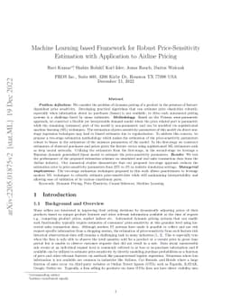 Machine Learning based Framework for Robust Price-Sensitivity Estimation
  with Application to Airline Pricing