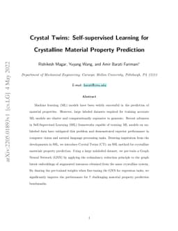 Crystal Twins: Self-supervised Learning for Crystalline Material
  Property Prediction
