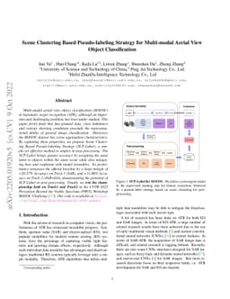Scene Clustering Based Pseudo-labeling Strategy for Multi-modal Aerial
  View Object Classification