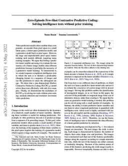 Zero-Episode Few-Shot Contrastive Predictive Coding: Solving
  intelligence tests without prior training