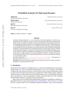 Probabilistic Symmetry for Multi-Agent Dynamics