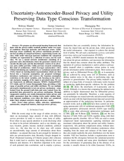 Uncertainty-Autoencoder-Based Privacy and Utility Preserving Data Type
  Conscious Transformation