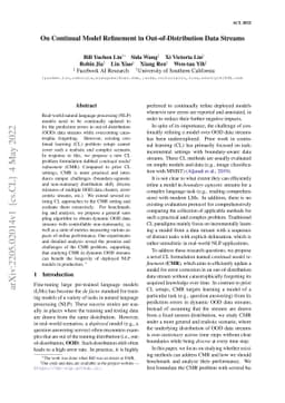On Continual Model Refinement in Out-of-Distribution Data Streams