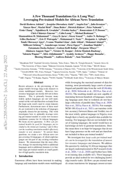 A Few Thousand Translations Go a Long Way! Leveraging Pre-trained Models
  for African News Translation
