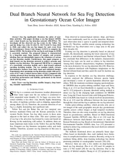 Dual Branch Neural Network for Sea Fog Detection in Geostationary Ocean
  Color Imager