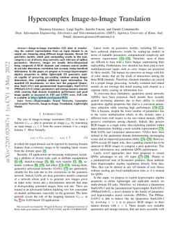 Hypercomplex Image-to-Image Translation