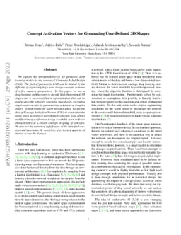Concept Activation Vectors for Generating User-Defined 3D Shapes