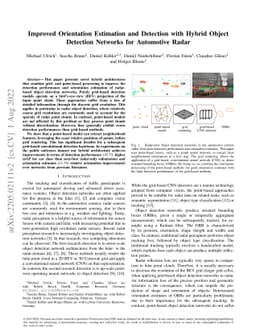 Improved Orientation Estimation and Detection with Hybrid Object
  Detection Networks for Automotive Radar