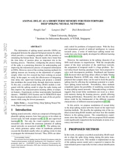 Axonal Delay As a Short-Term Memory for Feed Forward Deep Spiking Neural
  Networks