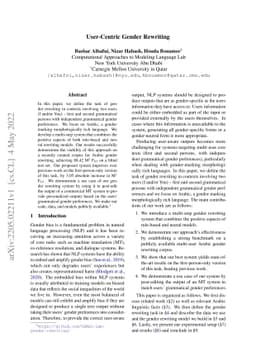 User-Centric Gender Rewriting